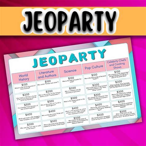 JEOPARDY GAME PRINTABLE – The Game Room