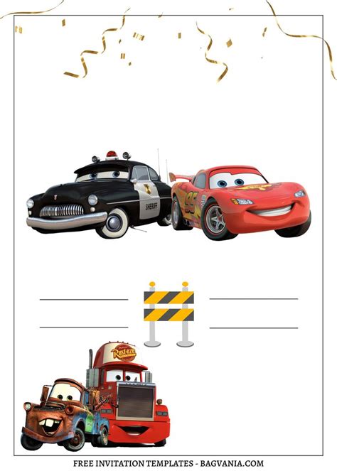 Glorious Disney Pixar Cars Canva Birthday Invitation Templates