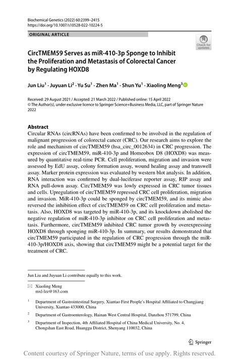 Circtmem Serves As Mir P Sponge To Inhibit The Proliferation And