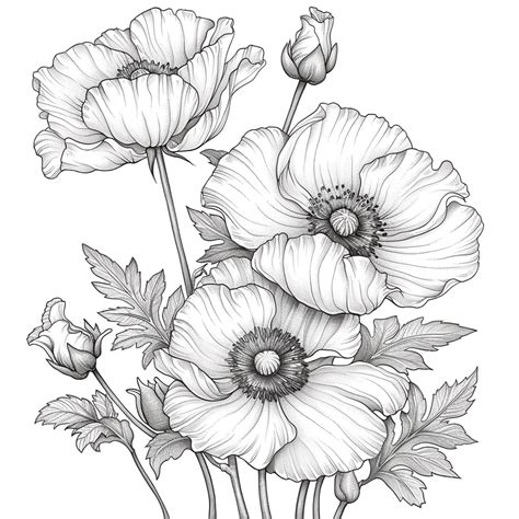 Dibujo Para Colorear De Flores Realistas