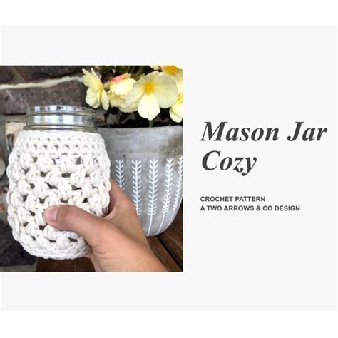 Crochet Pattern Mason Jar Cozy Cover Mason Jar Cozy Crochet Etsy