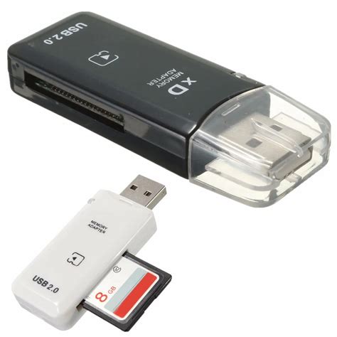 Memory Card Reader Adapter USB 2.0 High Speed xD White For Olympus Fuji ...