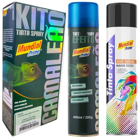 Tinta Spray Kit Efeito Camaleao Azul Ml Mundial Prime Bassotto