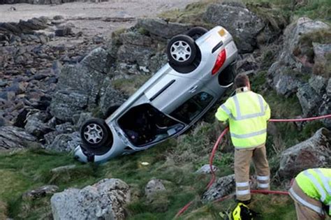 Drivers Lucky Escape After Car Plunges 40ft Off A Cliff Daily Record