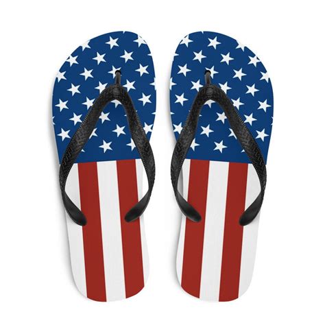 American Flag Flip Flops Usa Patriotic Sandals July 4th Red Etsy