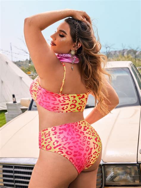 Plus Leopard Print Ombre Bikini Swimsuit Shein Usa