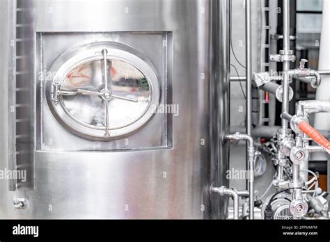 Stainless Steel Tanks For Brewing Beer In A Brewery Stock Photo Alamy