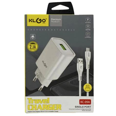 Carregador Super Rápido KLGO Micro USB V8 KC 09A Carregador de