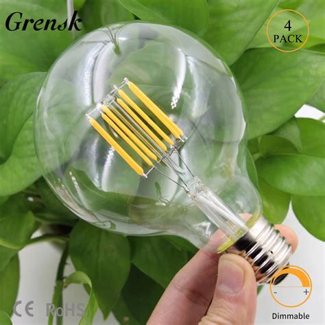 Grensk Vintage Led Filament Bulb Edison G Clear W Ac V V E