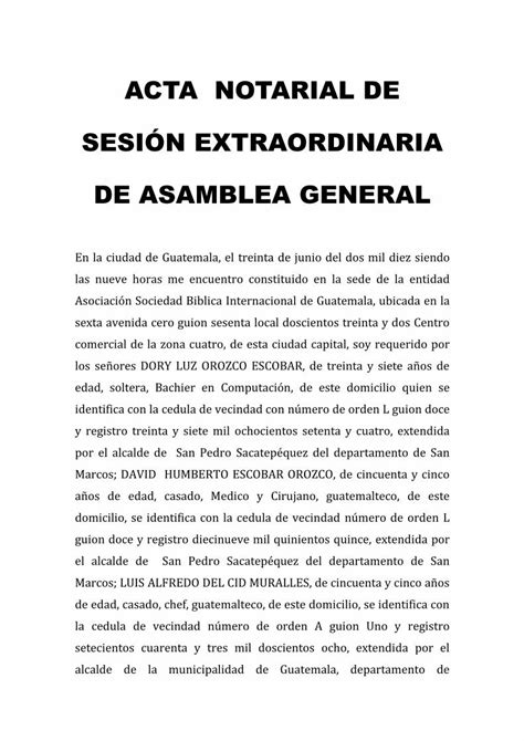 PDF Acta Notarial De Asamblea General Cambios En Junta DOKUMEN TIPS