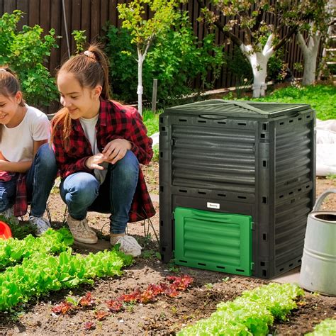 Outsunny Outdoor Compost Bin Garden Container, Fast Creation of Fertile ...