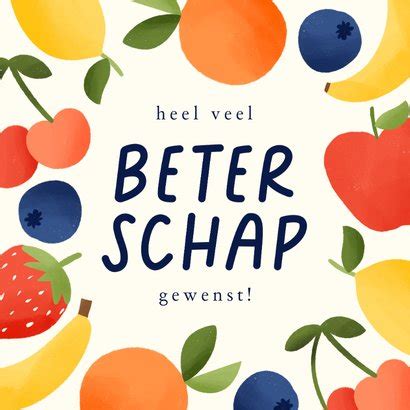 Vrolijke Beterschapskaart Met Kader Van Fruit Kaartje2go