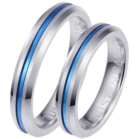 Cerulean His And Hers Matching Tungsten Wedding Couple Rings Set