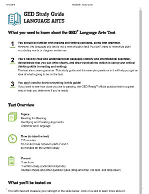 Fillable Online GED Reasoning Through Language Arts Study Guide