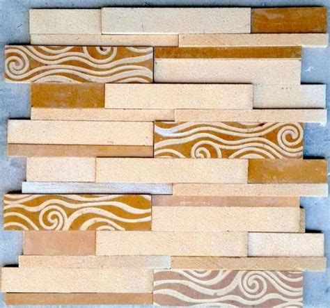 Multicolor Yellow Stone Carving Mosaic Tiles Size 600x600 Mm At Rs