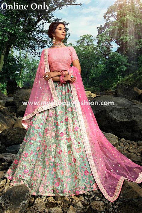 Pista And Pink Color Combination Designer Semi Stitched Lehenga Choli With Dupatta My Shoppy