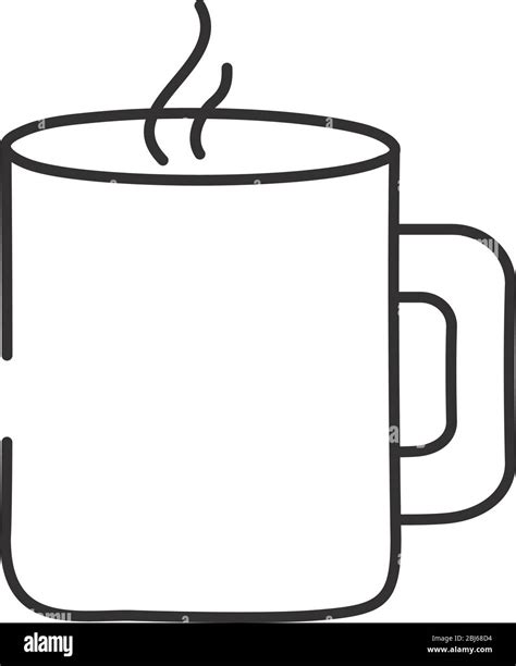 Hot Coffee Mug Icon Over White Background Line Style Vector