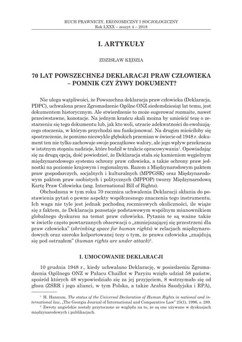 Pdf Lat Powszechnej Deklaracji Praw Cz Owieka Pomnik Czy Ywy