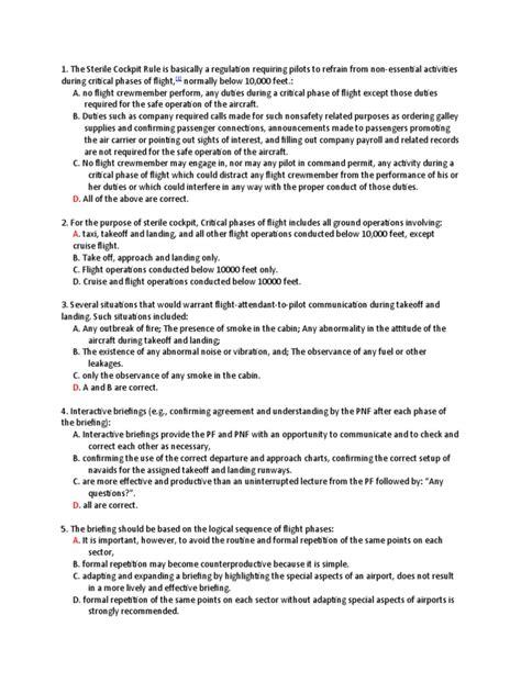 The Sterile Cockpit Rule & FLight Crew Briefing | PDF | Aviation | Aerospace Engineering