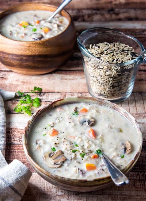 Gluten Free Slow Cooker Creamy Wild Rice Chicken And Mushroom Soup