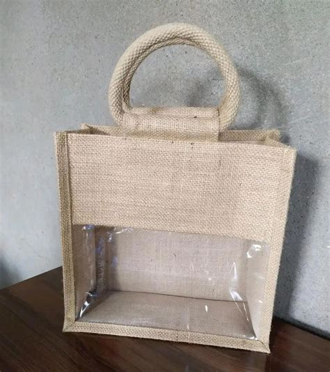 Brown 85 GSM Plain Jute Lunch Bag Size Dimension 12 5 X 8 X 6 2inch