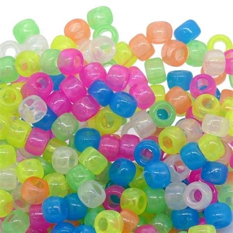 X Mm Barrel Plastic Pony Bead Mix Glow In The Dark The Bead Shop