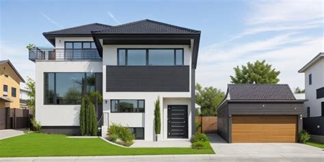 Premium AI Image | A house with a black roof and a white exterior