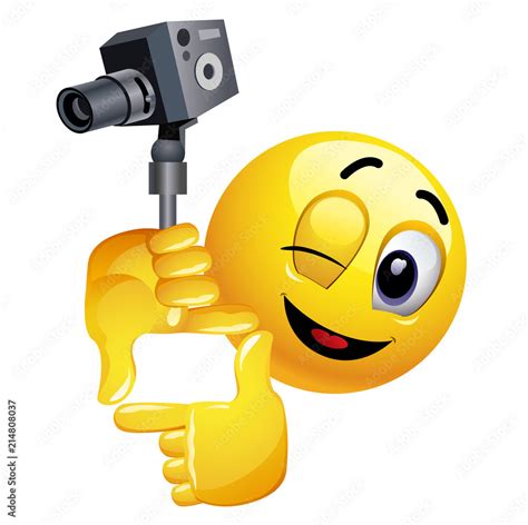 Smiley emoticon like film director. Smiley is shooting the frame for his new movie. Stock Vector ...