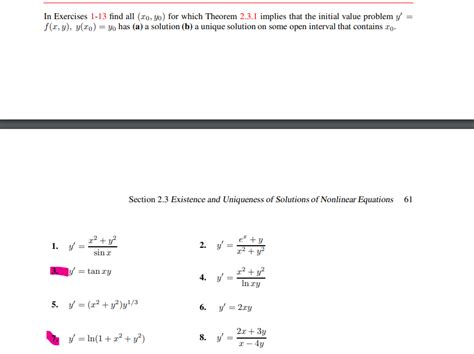 Solved In Exercises 1 13 Find All X0 Y0 For Which Theorem