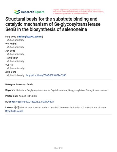 Pdf Structural Basis For The Substrate Binding And Catalytic