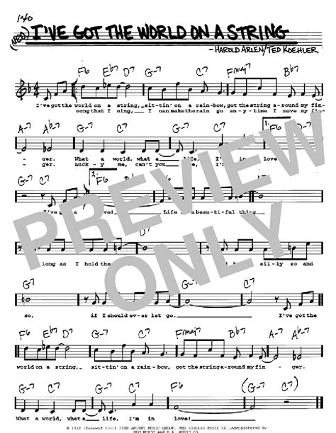 I Ve Got The World On A String By Harold Arlen Sheet Music For Real