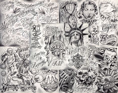 Boog From The Streets With Love Gangsta Style Tattoo Flash 10 Sheet Set 11x14 A Ebay