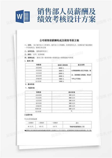 公司销售部薪酬构成及绩效考核方案word模板免费下载编号18nap2xyn图精灵