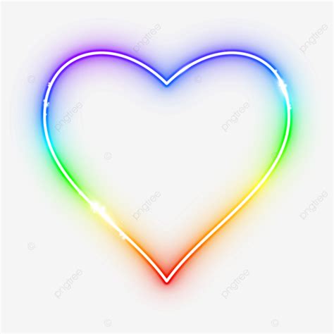 Neon Rainbow Heart Shape Neon Heart Heart Love Png And Vector With