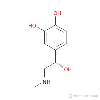 (S)-adrenaline Structure - C9H13NO3 - Over 100 million chemical ...