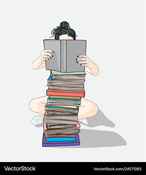 Women Sitting Reading Books Royalty Free Vector Image