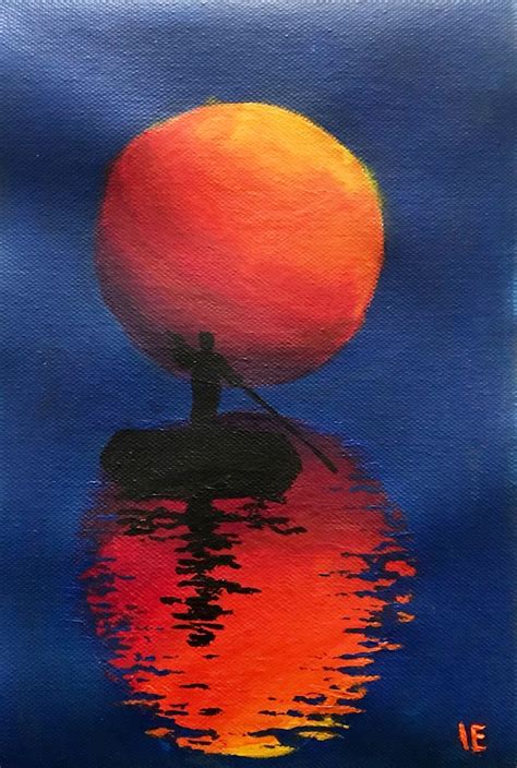 Acrylic painting - Boat in sunset | Painting, Art painting, Sun painting