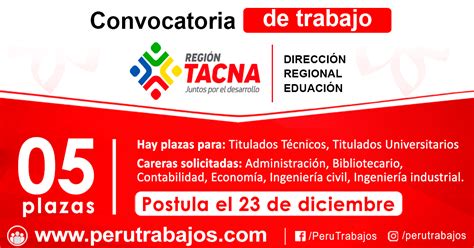 Direccion De Educacion Dre Tacna Ofrece Plazas Empleos