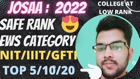 Jee Mains Safe Rank For Ews Category All Nit Iiit Gfti Cutoff