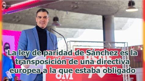 La Ley De Paridad De S Nchez Es La Transposici N De Una Directiva