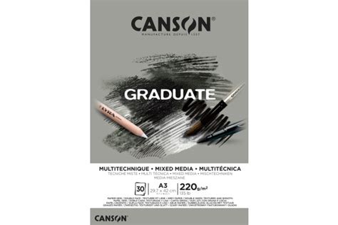 CANSON Graduate Mixed Media A3 400110372 20 Blatt Grau 220g Paul