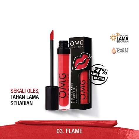 OMG Oh My Glam Matte Kiss Lip Cream 03 Flame 3 5 G Raena Beauty