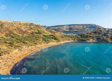 Ghajn Tuffieha Beach at Sunset, in the Golden Bay of Malta Stock Photo ...