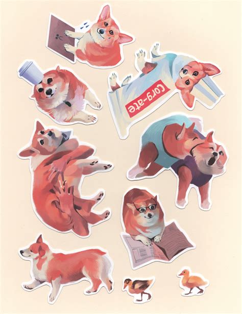 Meme Corgi Sticker Pack Etsy