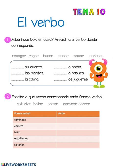 El Verbo Ficha Interactiva Enseñanza De Las Letras Tecnicas De Enseñanza Lecciones De