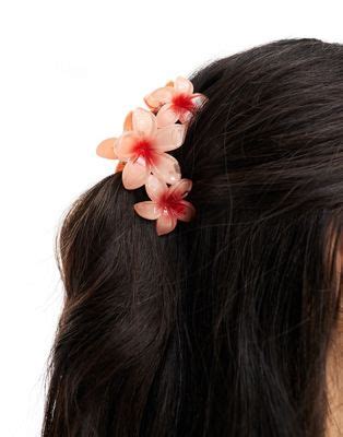 ASOS DESIGN Hair Clip Claw With Ombre Flower Detail In Pink ASOS