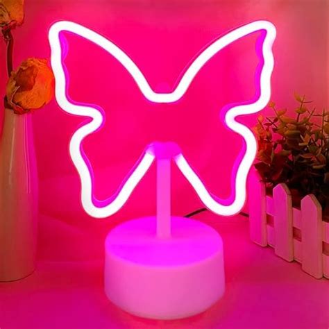 Vifulin Butterfly Neon Sign Pink Neon Light Usb Battery Operated