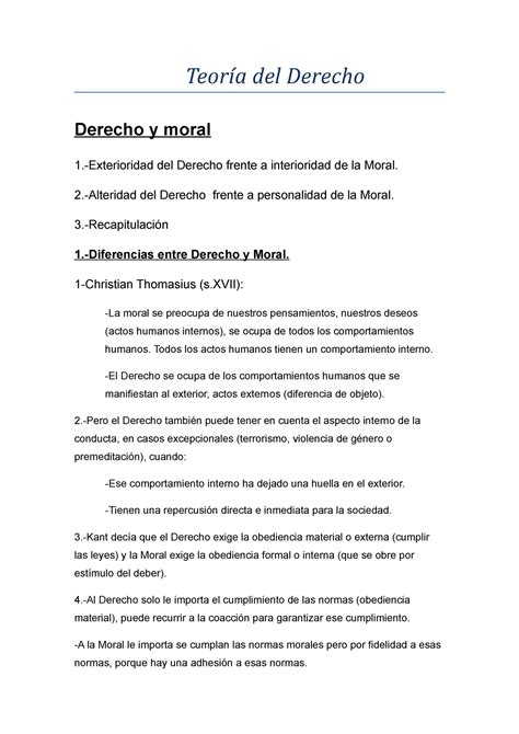 Teoría Del Derecho Tema 2 Teoría Del Derecho Derecho Y Moral 1