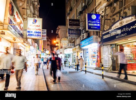 souk shopping street in central manama city bahrain at night Stock ...