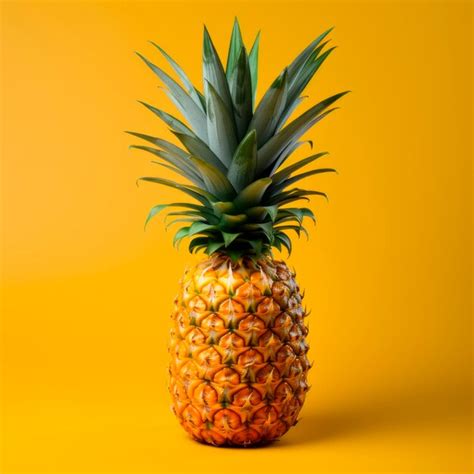 Premium Ai Image A Pineapple With Green Leaves On It Is On A Yellow